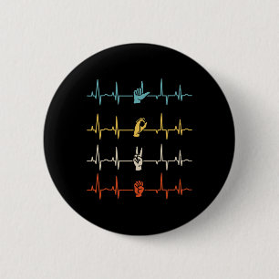 Badge Rond 5 Cm Alphabet Asl Langue Des Signes Américaine Professe