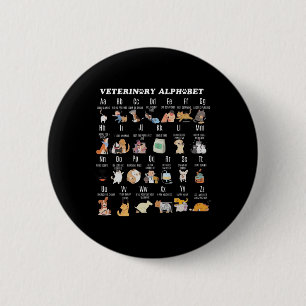 Badge Rond 5 Cm Alphabet de médecine vétérinaire Vet Nurse Student
