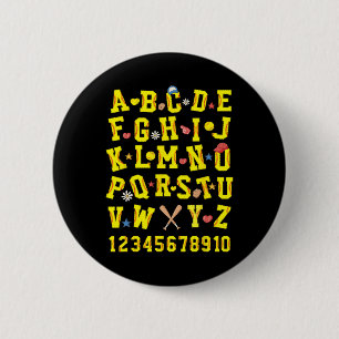 Badge Rond 5 Cm Alphabet Douillet Abc Chiffres Lettres Enfants Gar