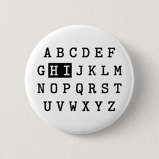 Badge Rond 5 Cm Alphabet salut (Devant)
