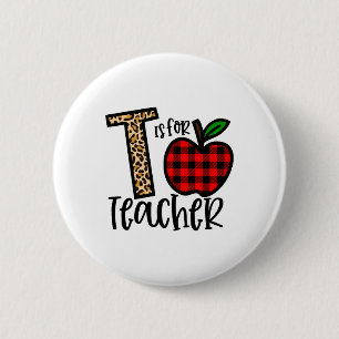Badge Rond 5 Cm Alphabet T est pour l'amour de l'enseignant Apple