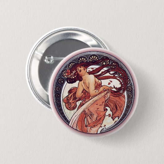 Badge Rond 5 Cm Alphonse Mucha - danse (Devant & derrière)