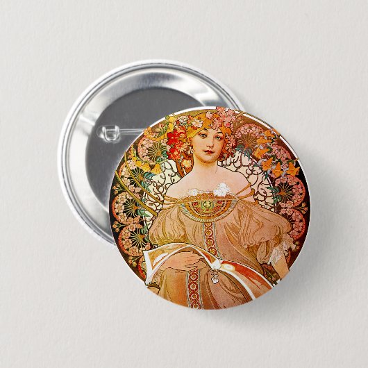 Badge Rond 5 Cm Alphonse Mucha Dreaming (Devant & derrière)