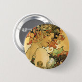 Badge Rond 5 Cm Alphonse Mucha ~ Fruit. 1897 (Devant & derrière)