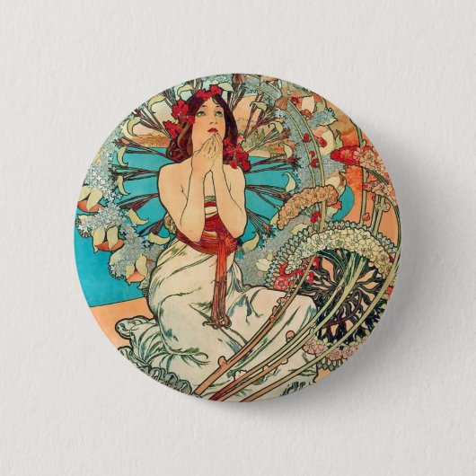 Badge Rond 5 Cm Alphonse Mucha Monaco, Monte Carlo, 1897 (Devant)