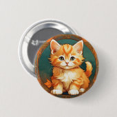 Badge Rond 5 Cm Alphonse Mucha Style Chat orange (Devant & derrière)
