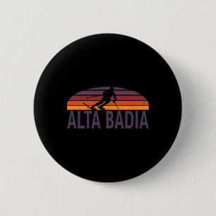Badge Rond 5 Cm Alta Badia Dolomites Italie Station de ski Snowboa