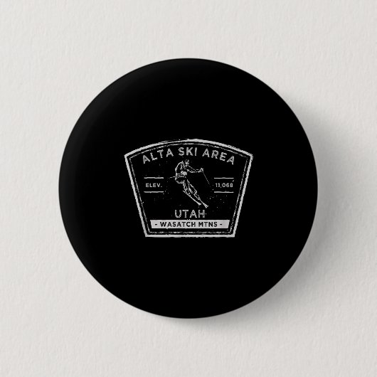 Badge Rond 5 Cm Alta Utah Ski De Neige (Devant)