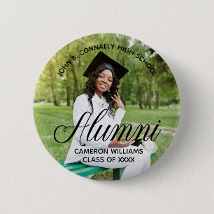 Badge Rond 5 Cm Alumni Photo High School Reunion Custom Name Tag