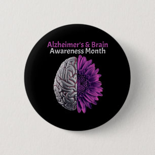 Badge Rond 5 Cm Alzheimer et sensibilisation au cerveau pour homme