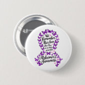 Badge Rond 5 Cm Alzheimer's Disease Awareness Purple Ribbon (Devant & derrière)