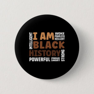 Badge Rond 5 Cm Am Black History Mois de l'histoire des Noirs fièr