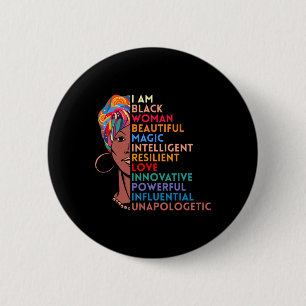 Badge Rond 5 Cm Am Black Woman Africain-American Cadeau Histoire n