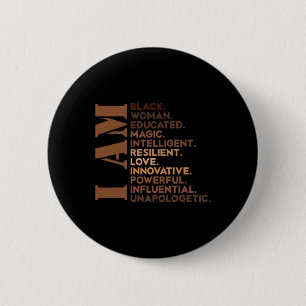 Badge Rond 5 Cm Am Black Woman Educated Melanin Black History Mont