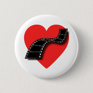 Badge Rond 5 Cm Amant de film avec le coeur et la bande rouges de