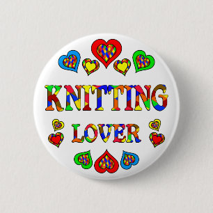 Badge Rond 5 Cm Amant de tricot