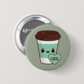 Badge Rond 5 Cm Amant d'Emoji de café (Devant & derrière)
