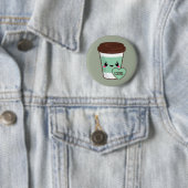 Badge Rond 5 Cm Amant d'Emoji de café (En situation)