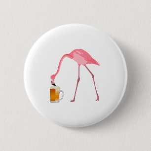 Badge Rond 5 Cm Amant rose de bière de Flamant rose