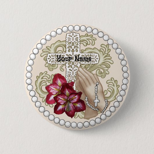 Badge Rond 5 Cm Amaryllis Chapelet (Devant)