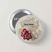 Badge Rond 5 Cm Amaryllis Rosary (Devant & derrière)