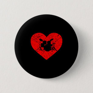 Badge Rond 5 Cm Amateur de batterie vintage Cœur Amour Saint-Valen