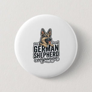 Badge Rond 5 Cm Amateur de Berger Allemand Gravure Vintage Typogra