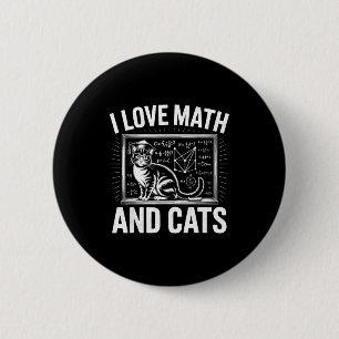 Badge Rond 5 Cm Amateur de chat de maths Prof de maths drôle J'aim