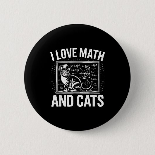 Badge Rond 5 Cm Amateur de chat de maths Prof de maths drôle J'aim (Devant)