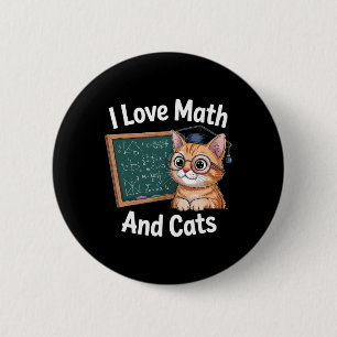 Badge Rond 5 Cm Amateur de chat de maths Prof de maths drôle J'aim
