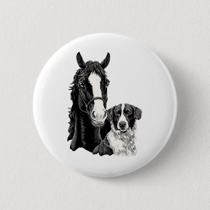 Badge Rond 5 Cm Amateur De Chien Et De Cheval Équitation Équitatio