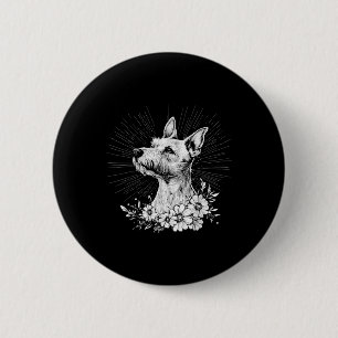 Badge Rond 5 Cm Amateur de chien Fox Terrier de style de tatouage
