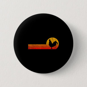 Badge Rond 5 Cm Amateur de coq drôle Coq rétro Vintage Noir Un