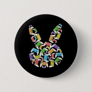 Badge Rond 5 Cm Amateur de jeux vidéo de Pâques Tête de lapin Jeux