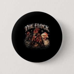 Badge Rond 5 Cm Amateur de poulet de la cour des années 80 Musique