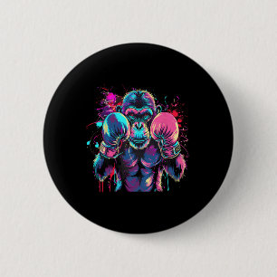 Badge Rond 5 Cm Amateur de singe de boxe Gants de boxe Kickboxing