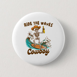 Badge Rond 5 Cm Amateur de surf de plage d'été occidental monte le