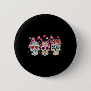 Badge Rond 5 Cm Amateurs de crâne de sucre Valentine's Day Couple