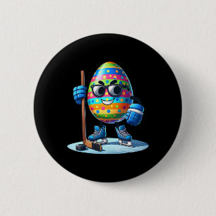 Badge Rond 5 Cm Amateurs de Hockey de Pâques Oeufs Lapin Oeufs Lap