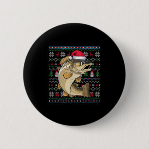 Badge Rond 5 Cm Amateurs de poissons de truite moche Xmas Sweater