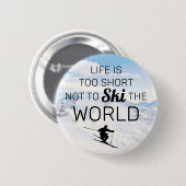 Badge Rond 5 Cm Amateurs de ski | Devis de ski amusant (Devant & derrière)