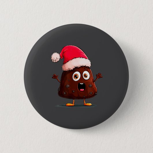 Badge Rond 5 Cm Amazing Pudding Look With Christmas Hat  (Devant)