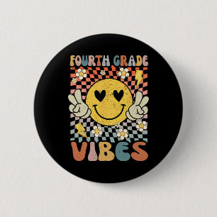 Badge Rond 5 Cm Ambiance de 4e année Prof retro enseignant 1er jou