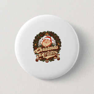 Badge Rond 5 Cm Ambiance de Noël Couronne de Claus de Père Noël Cl