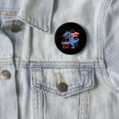 Badge Rond 5 Cm Ameri Saurus Rex 4 Juillet Dinosaure Indépendance (En situation)