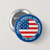 Badge Rond 5 Cm America Semiquincentennial 1776-2026 USA 250 Flag (Devant & derrière)