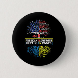 Badge Rond 5 Cm Américain cultivé avec des racines ukrainiennes Dr