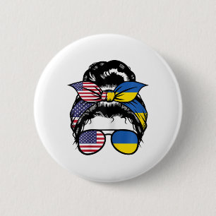 Badge Rond 5 Cm Américain d'origine ukrainienne élevé en Ukraine