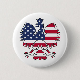 Badge Rond 5 Cm Américain polonais Eagle