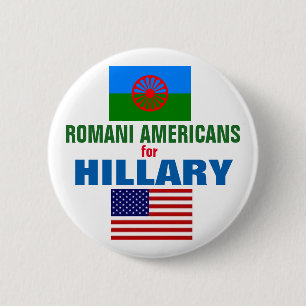 Badge Rond 5 Cm Américains Romani pour Hillary 2016